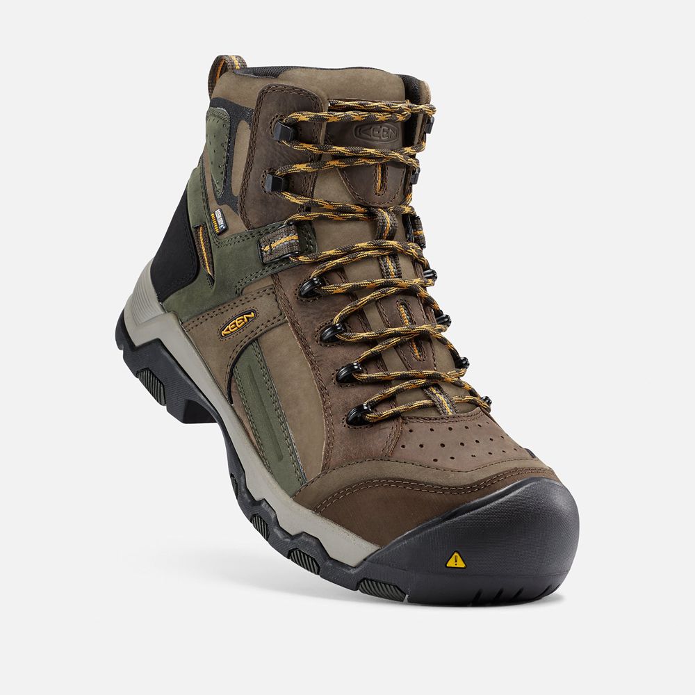 Keen Trekking Bot Erkek Kahverengi - Davenport Al Waterproof Mid (Composite Toe) - Türkiye PAMQ98204